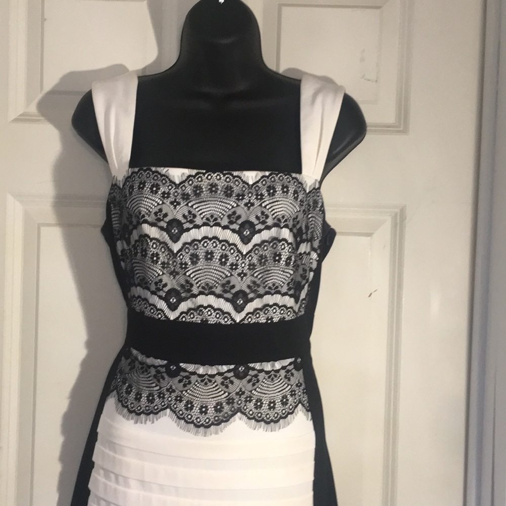 Jax fitted black an white Cocktail Dress Slimming!